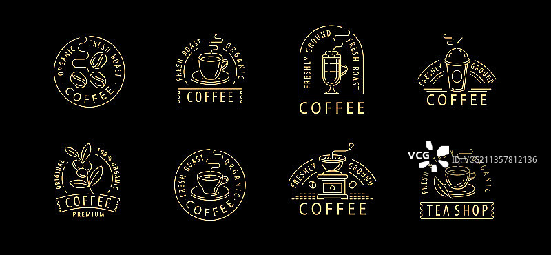 餐厅咖啡馆标签徽章组图片素材