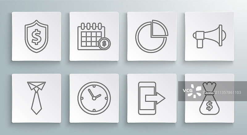 领带、财务日历和时钟图片素材