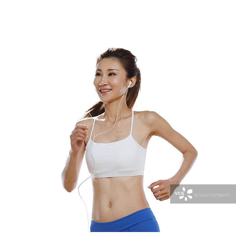 跑步的青年女人图片素材