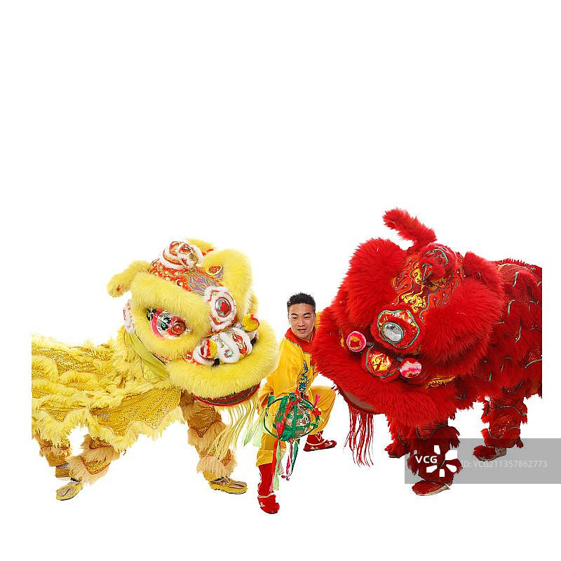 东方人舞狮图片素材