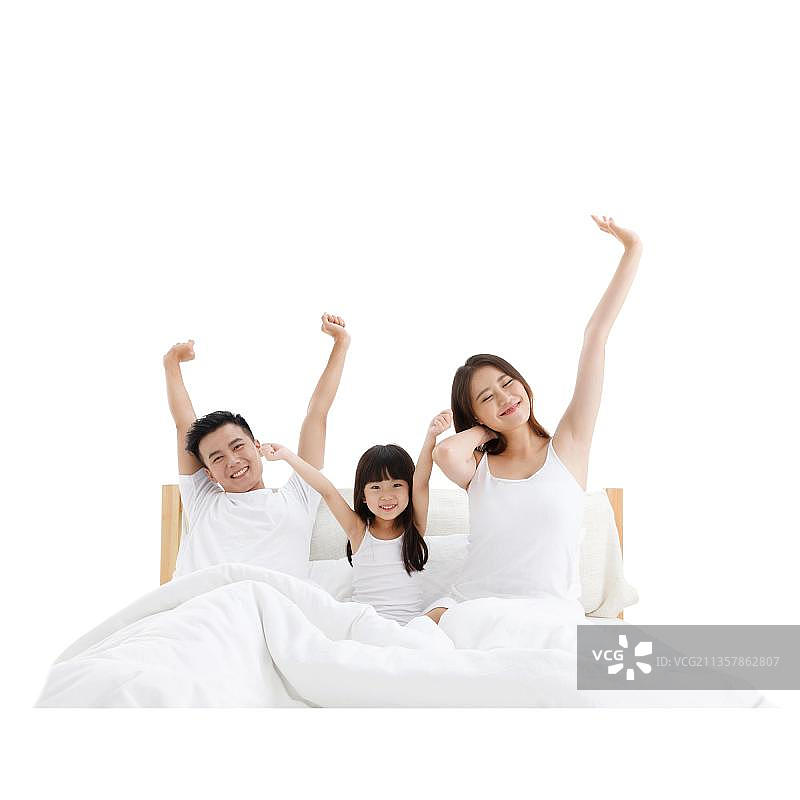 欢乐的一家三口起床图片素材