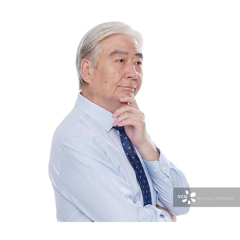 一个成功的老年男人在思考图片素材