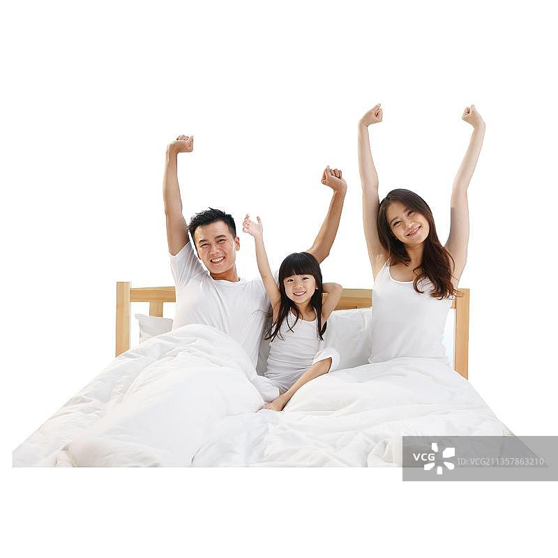 欢乐的一家三口起床图片素材