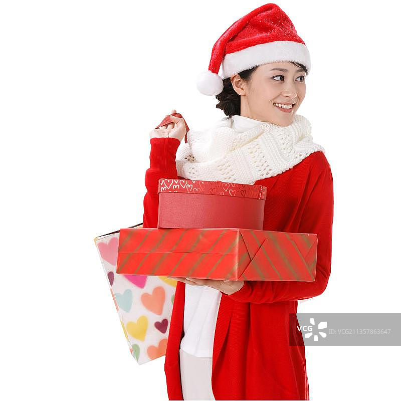 东方女人过年购物图片素材