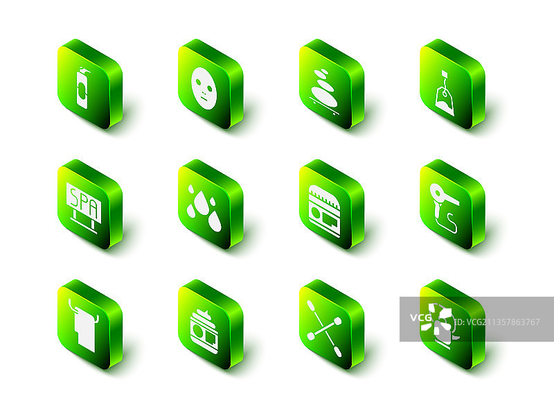 面部美容面膜、热石和茶套装图片素材