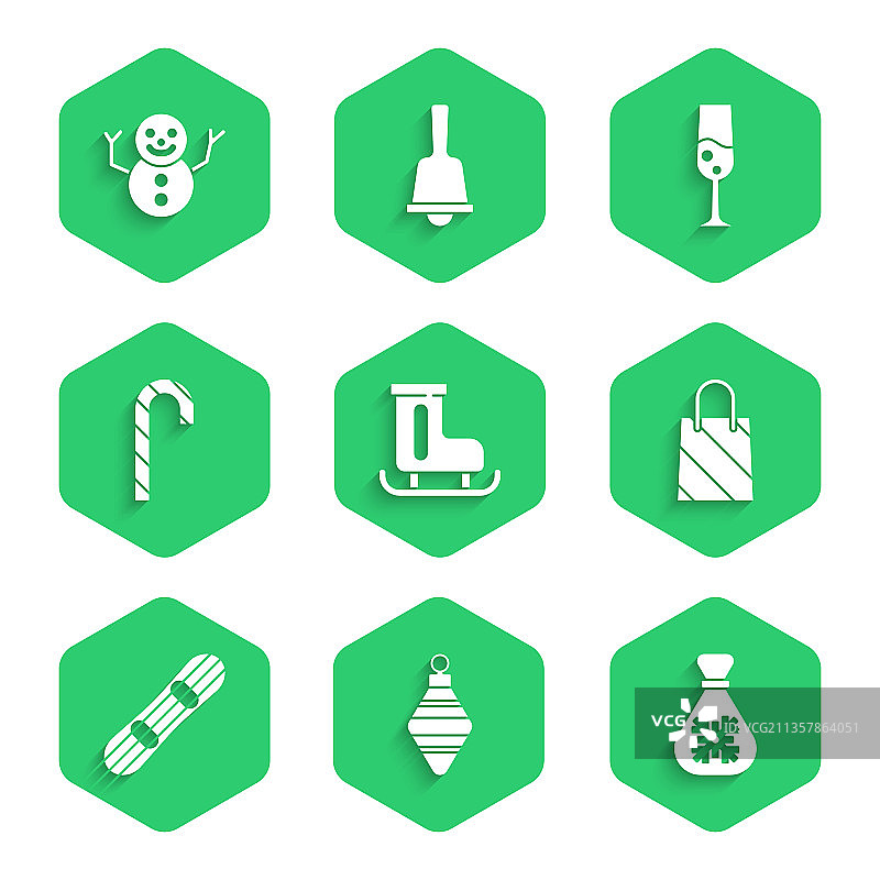 花样滑冰鞋圣诞球圣诞老人袋子套装图片素材