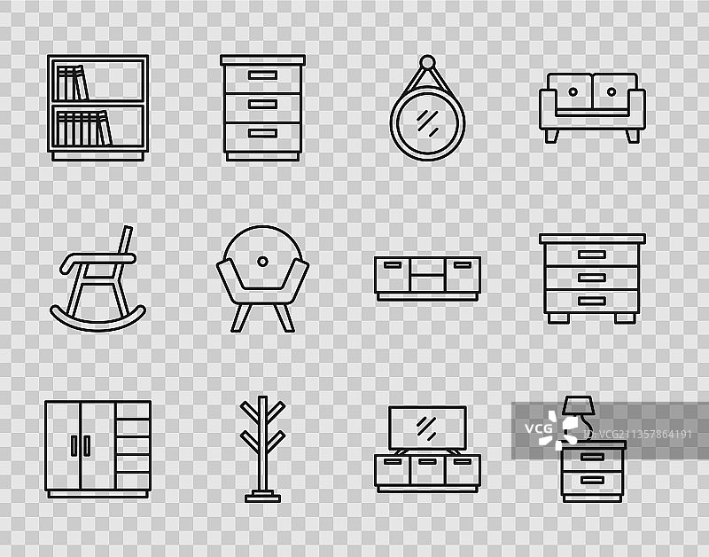 带床头灯的衣柜家具线条设计图片素材