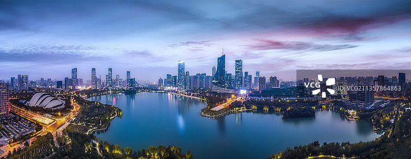 航拍安徽合肥城市风光夜景大画幅图片素材