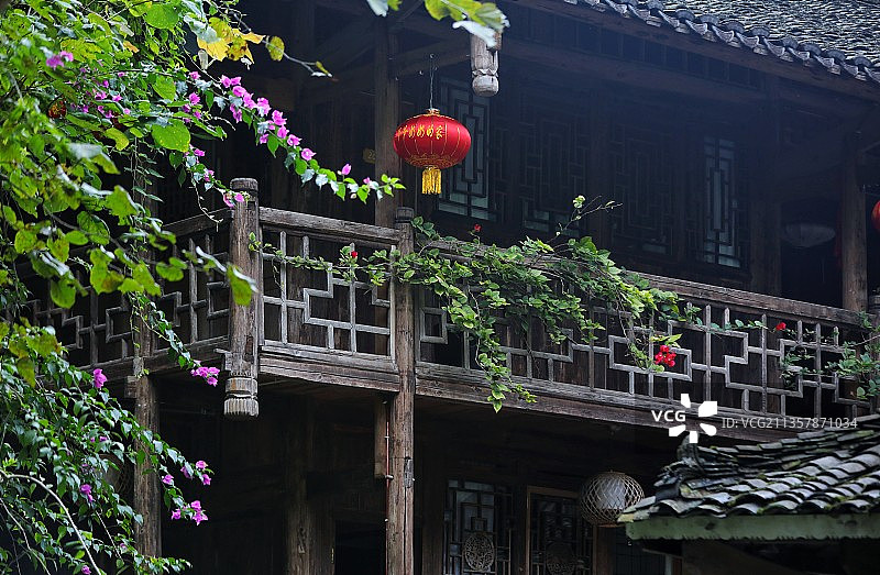 龚滩古镇的人家图片素材