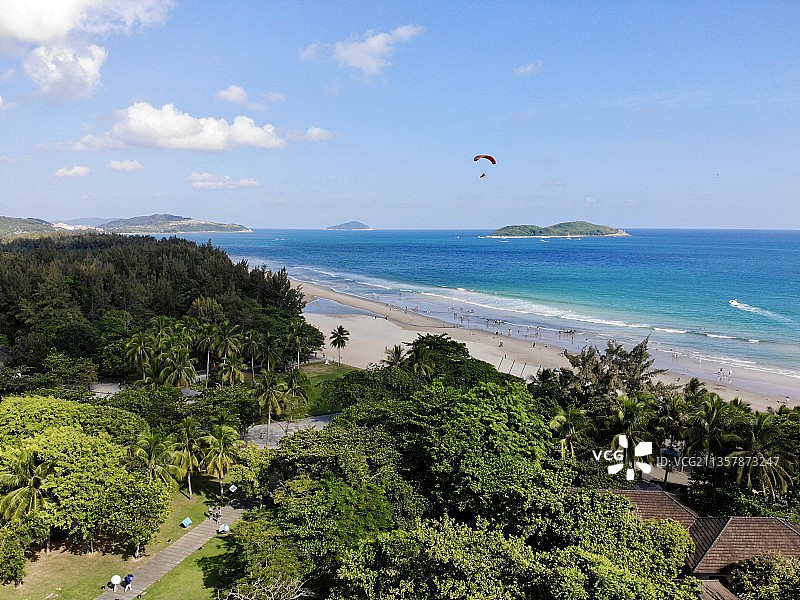 海南万宁：石梅湾海滨风光航拍图片素材