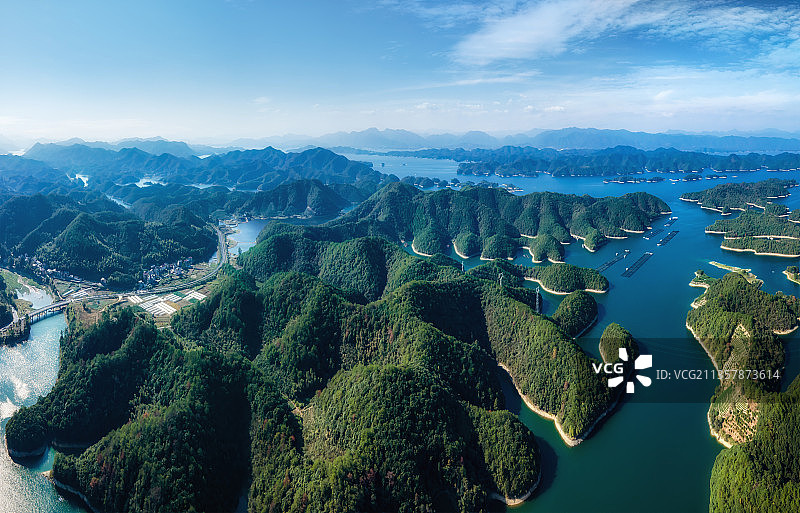 航拍浙江杭州千岛湖自然风光图片素材