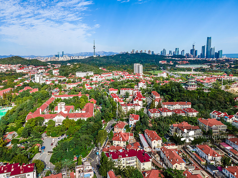 航拍山东青岛城市建筑景观图片素材