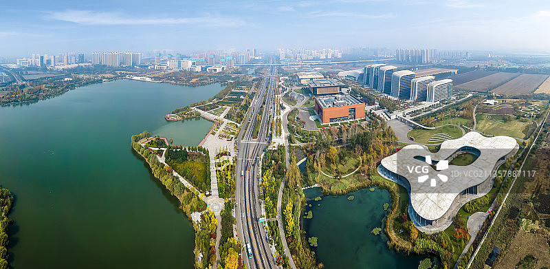 航拍山东济宁城市风光图片素材