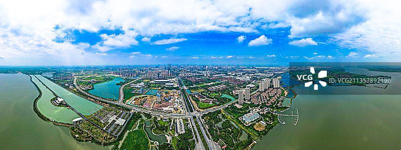 南昌高新区昌东镇瑶湖大桥以西城市全景图图片素材