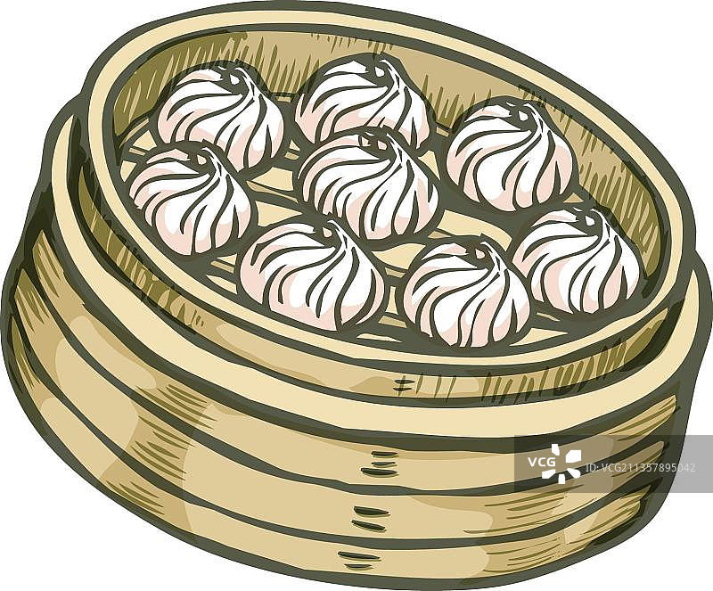 蒸篮子小龙包图片素材