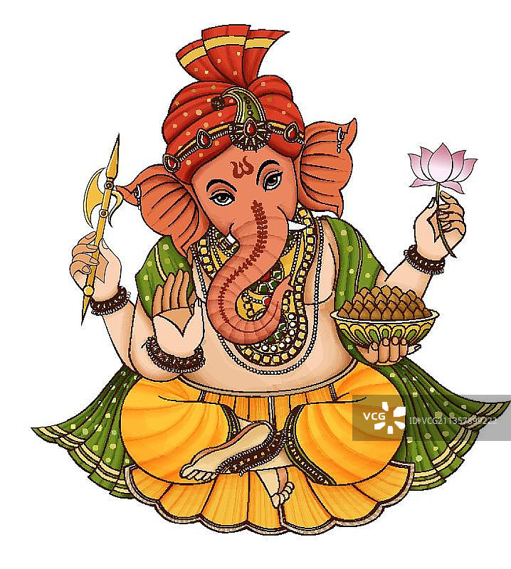 印度象神华丽的纹身图片素材