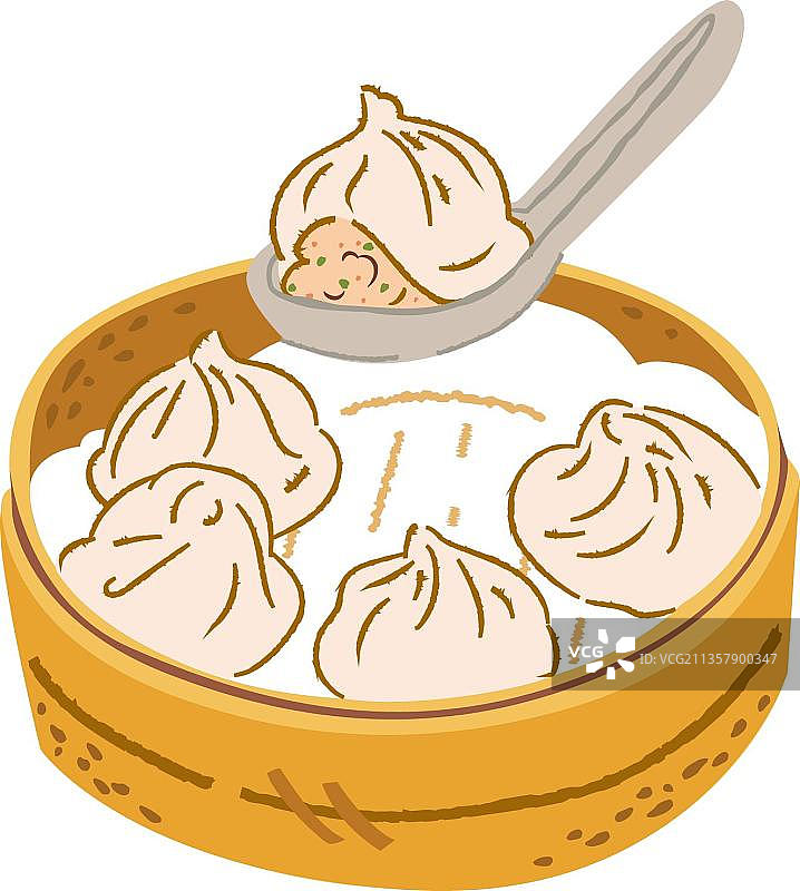 篮子里有一勺小笼包图片素材