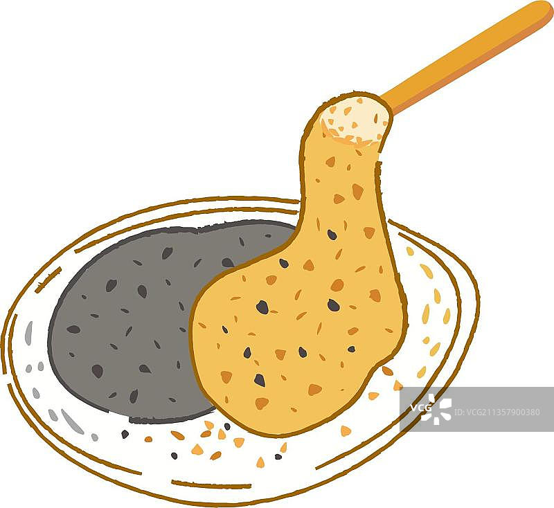 芝麻和花生味的麻糬盘上图片素材