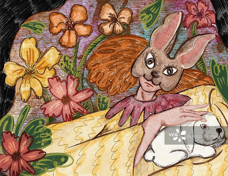 十二生肖儿插插画之兔子图片素材