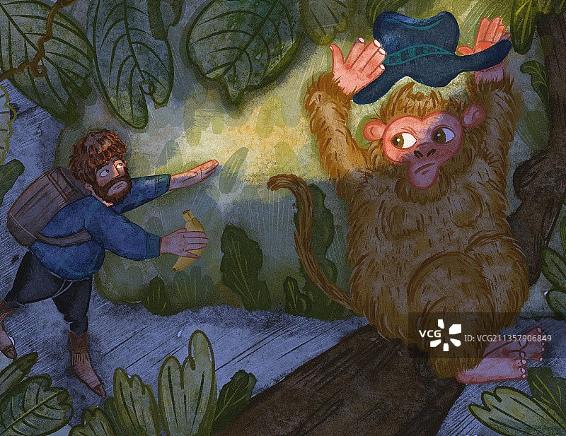 十二生肖儿插插画之猴子图片素材