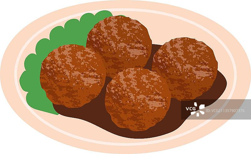 肉丸、肉汁和蔬菜放在盘子里图片素材