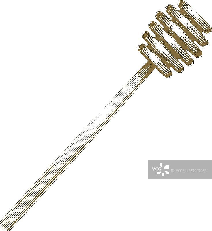 蜂蜜勺在Vintage雕刻风格图片素材