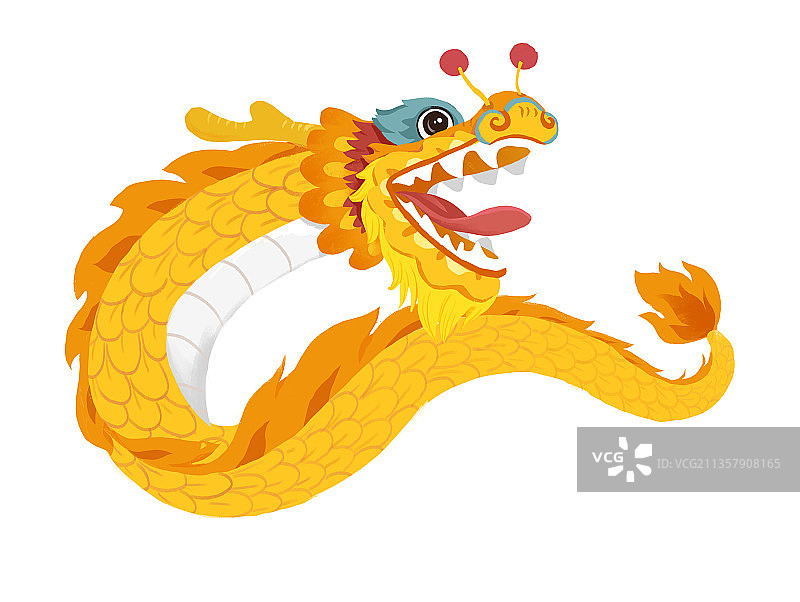 春节插画舞龙图片素材