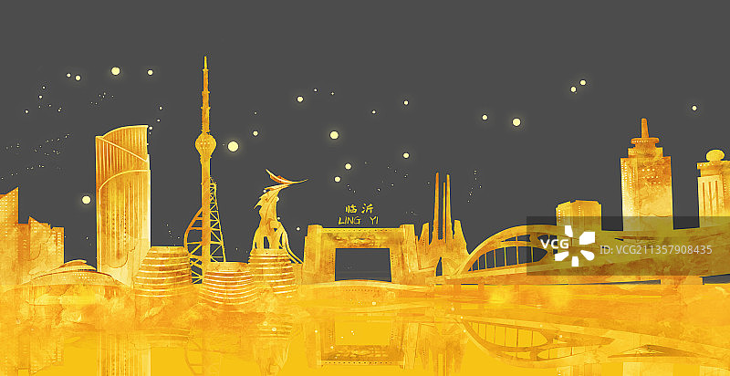 临沂金色地标建筑图片素材