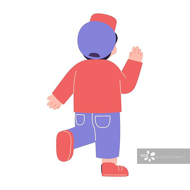 可爱的男孩挥手图片素材