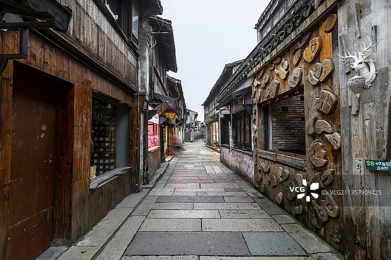 浙江嘉兴西塘古镇夜景图片素材