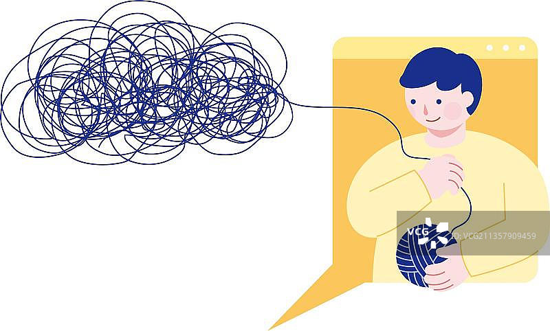 男孩通过互联网把Could Mess拉到线球图片素材