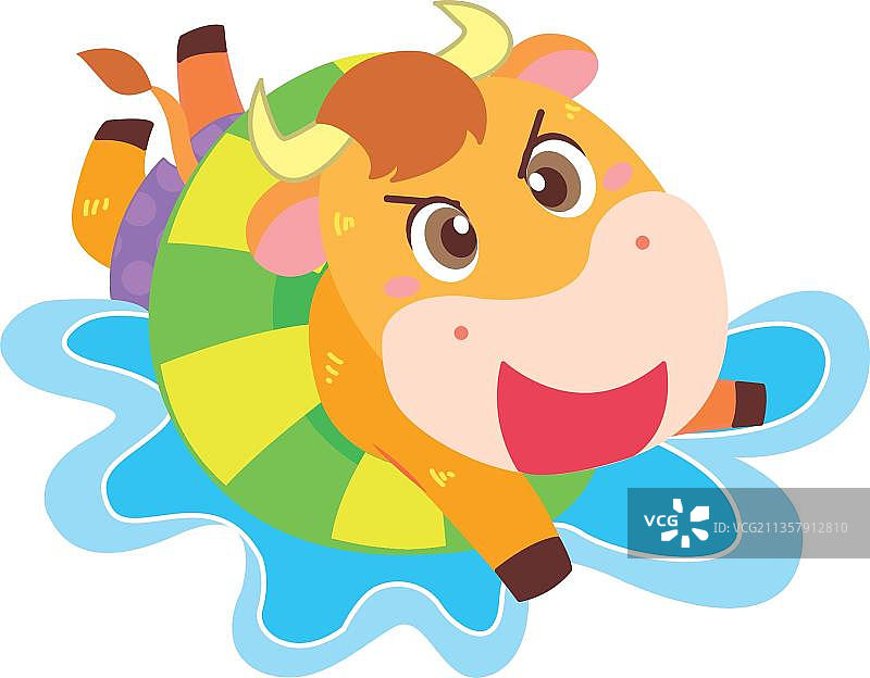 游泳牛图片素材