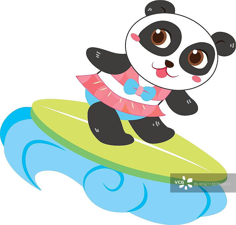 冲浪的熊猫图片素材