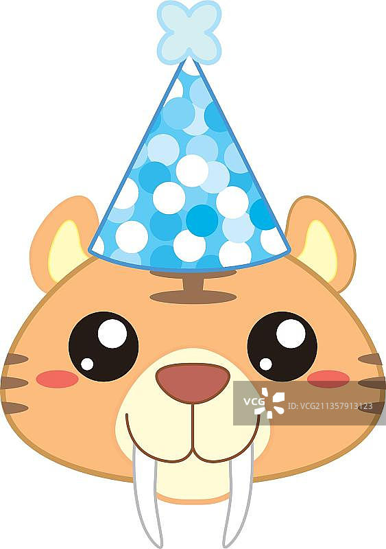 戴着生日帽的剑齿虎图片素材