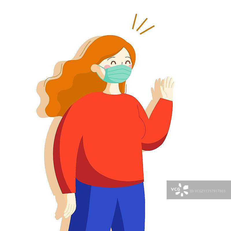 可爱的女孩挥手图片素材