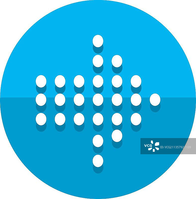 玩箭头点图标到右边的一个蓝色圆圈图片素材