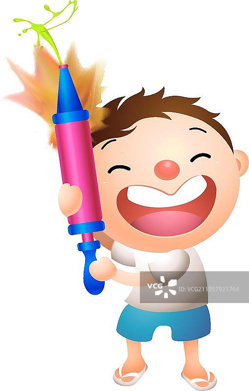 拿水枪的男孩图片素材