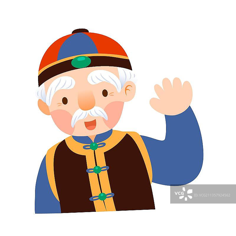 穿着中国传统服装的老人图片素材