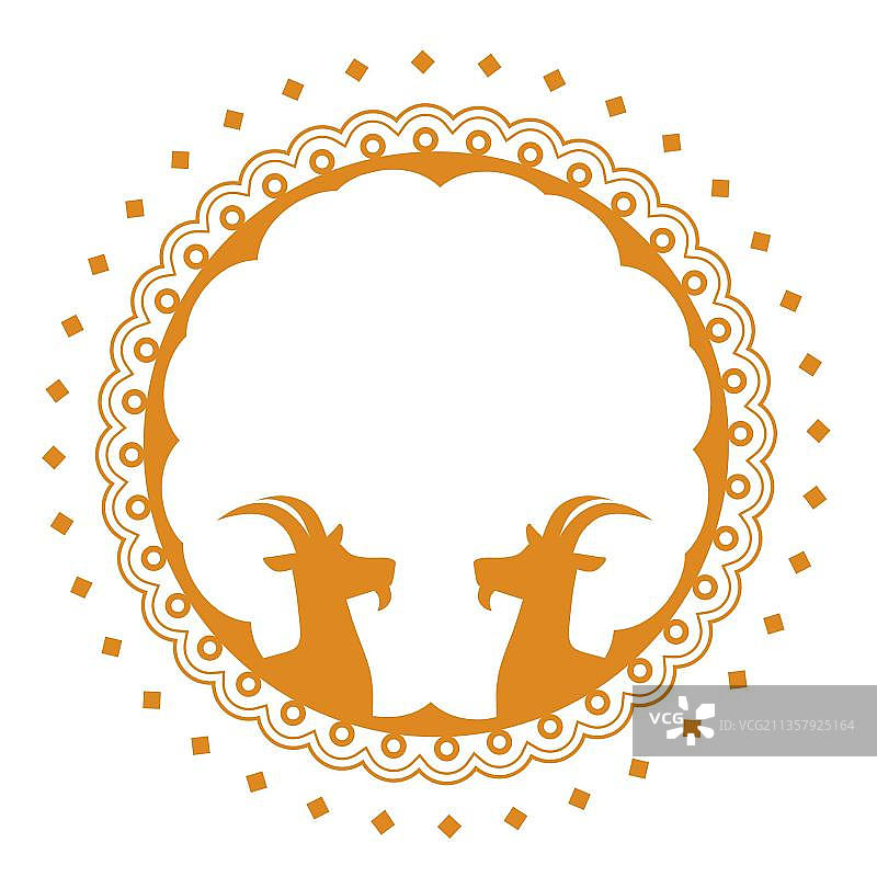 装饰圆框架与山羊剪影图片素材