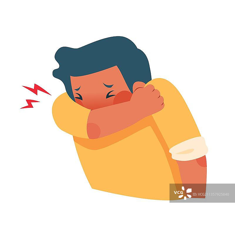 男人捂着胳膊打喷嚏图片素材