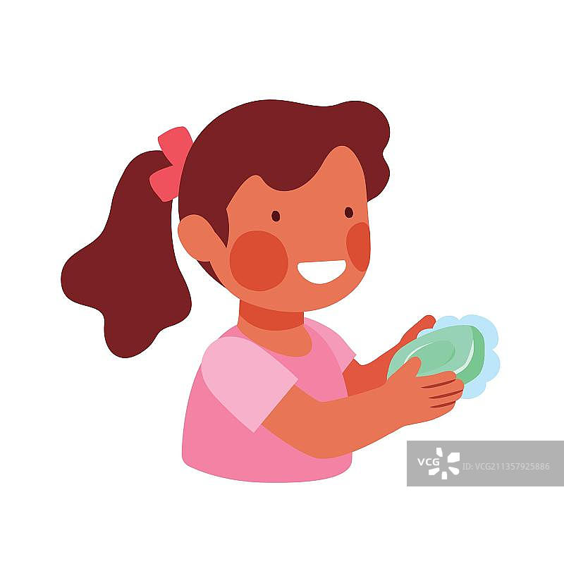 女孩用汤洗手图片素材
