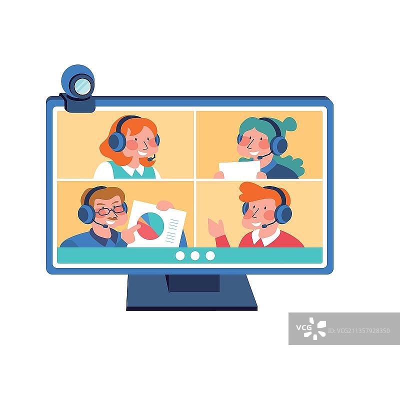 在家工作和电话会议图片素材