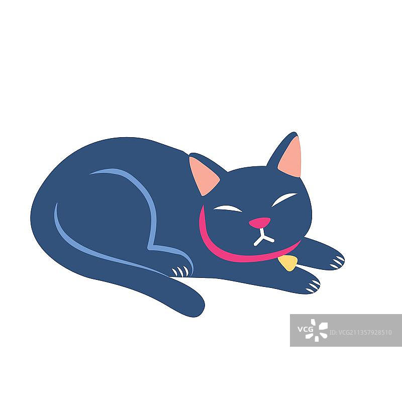 睡觉的黑猫图片素材