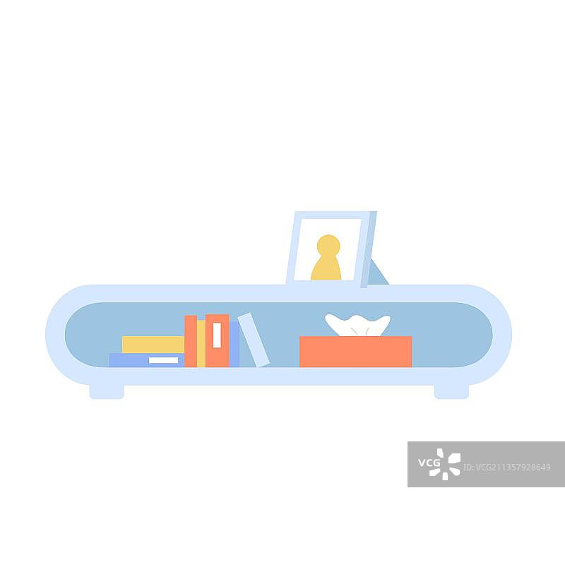 电视柜，里面有书籍和图片图片素材