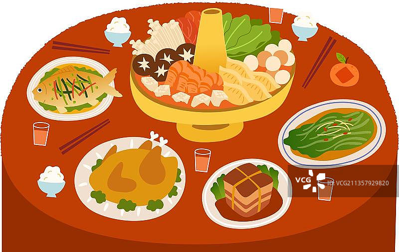 传统的中国团圆饭盛宴图片素材
