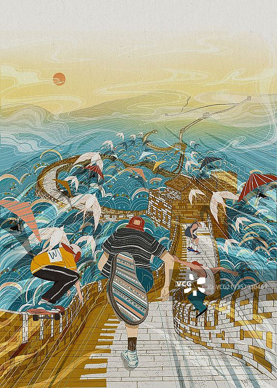 追梦长城图片素材