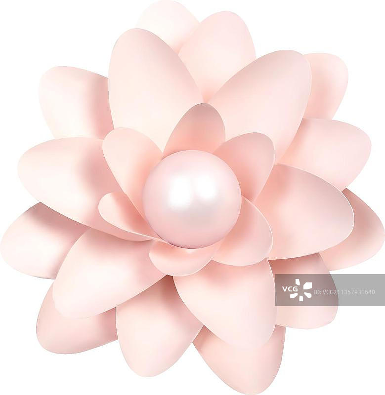 浅粉色带珍珠的纸花图片素材