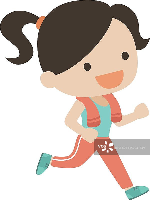 手绘奔跑女孩图片素材