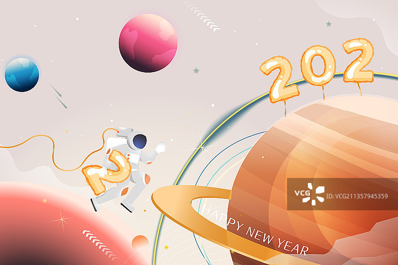 卡通2022虎年新年春节元旦除夕跨年圣诞节科技概念矢量插画图片素材