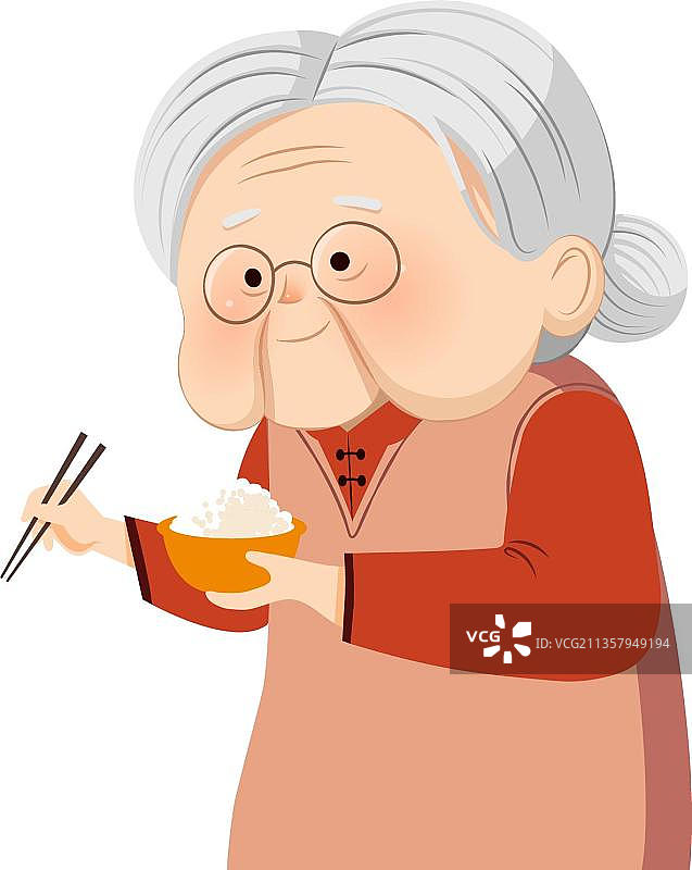 奶奶拿着大米图片素材